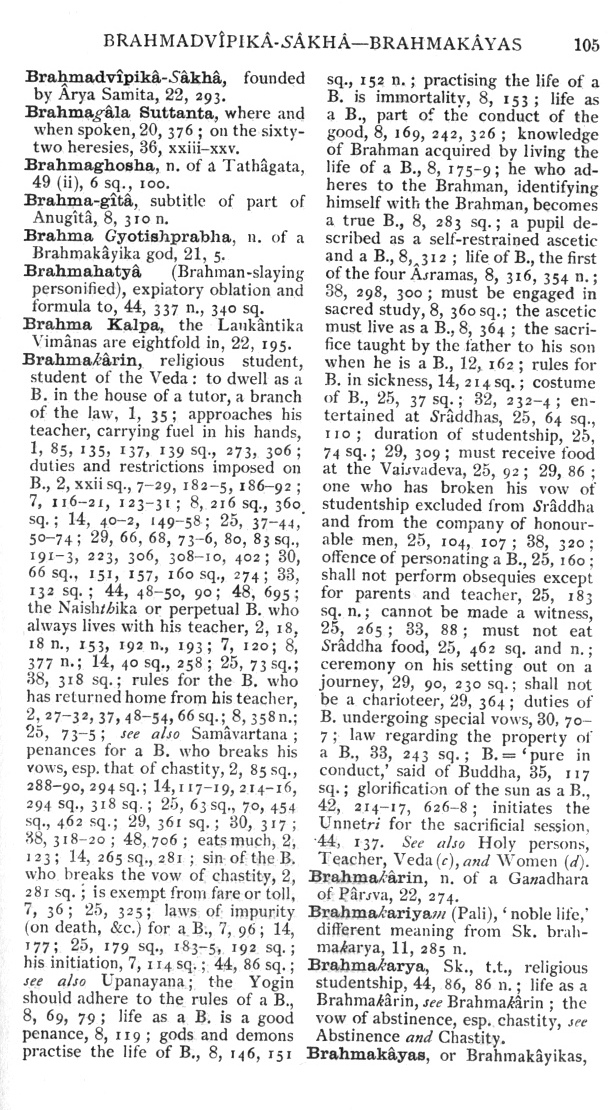 Page 105. Brahmadv&icirc;pik&acirc;-S&acirc;kh&acirc;—Brahmak&acirc;yas